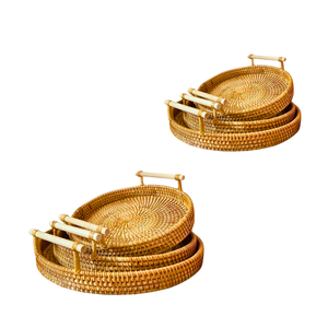 Plateau en rotin tissé à la main, panier de rangement pour fruits, plateau décoratif artisanal, fabricant vietnamien, décoration rustique pour la maison - Product Image 1