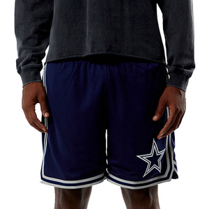 Shorts de sport bleu marine brodés d'étoiles avec taille élastique et bandes latérales, coupe sportive, style classique - Product Image 3