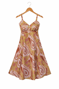 Robe mini imprimée en coton à bretelles, col en V, motif floral, fabrication artisanale - Product Image 2