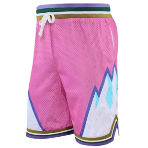 Shorts de basketball en maille polyester pour hommes, best-sellers, blanc et rose, séchage rapide, pour la gym, l'entraînement et les loisirs, fabricant OEM ODM - Product Image 3