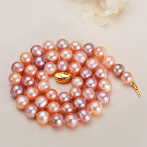 Collier de perles d'eau douce authentiques en agate en forme de tambour, chaîne de perles de Zhuji, chaîne de perles de style élégant, chaîne de perles de style original - Product Image 1