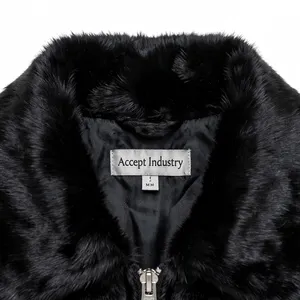 เสื้อแจ็คเก็ตขนเฟอร์เทียมสีดำสำหรับผู้ชาย แบรนด์ Accept Industry แบบซิป ปิดคอปกแบบพับได้ สวมใส่สบาย เหมาะสำหรับฤดูหนาว เสื้อโค้ทหนา - Product Image 5