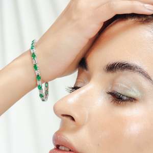 18K Gold Emerald and Diamond Fashion Tennis Bracelet - Product Image 6