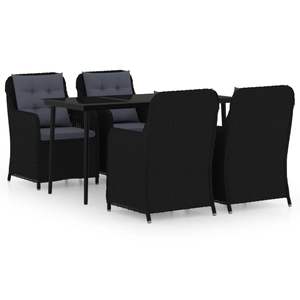Juego de Comedor de Jardín de 5 Piezas de Acero con Recubrimiento de Polvo Negro - Product Image 2