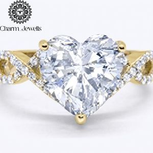 Bague de fiançailles en moissanite taille coussin Charm Jewels, plaqué or rose sur argent, sertie à griffes, certifiée IGI, style romantique pour femme - Product Image 4