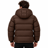 Veste matelassée d'hiver pour homme, marron, col montant, imperméable, coupe-vent, design à bulles, fermeture éclair intégrale, rembourrée