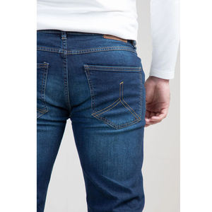 Jean en denim brodé pour femme, taille haute, coupe élégante, pantalon bleu coloré - Product Image 4