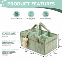 Panier de rangement portable en sherpa pour couches de bébé, personnalisable, avec poignées, pour les essentiels du nouveau-né - Vente en gros