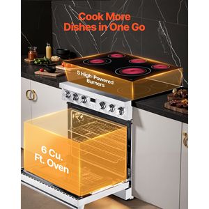 Compact 36\" Freestanding Electric <b>Range</b> Oven 6.0 Cu. Ft. Capacity Stainless Steel Kitchen Stove Featuring 5 Burners Digital - Product Image 2