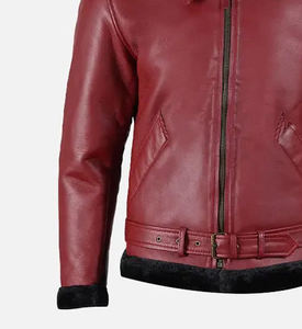 Custom <b>Mens</b> Winter <b>Shearling</b> Leather Jacket Thick Warm Faux Fur Lined Aviator Bomber <b>Coat</b> Wholesale B3 Flight Jacket - Product Image 5