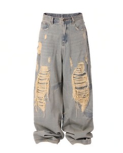 Jeans de Diseñador Personalizados de Alta Calidad Estilo Japonés Hip Hop, Rectos, Rotos, Largos, de Mezclilla Ligera, Holgados, para Hombre y Mujer - Product Image 3