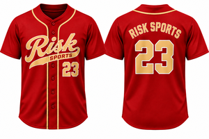 Camiseta de Béisbol Roja Personalizada RISK SPORTS 100% Poliéster con Botones al Frente, Manga Corta, Secado Rápido, Transpirable, Uniforme Deportivo de Softbol - Product Image 3