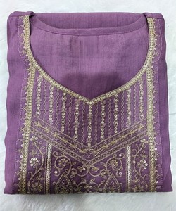 Kurti en rayonne fantaisie avec broderie, tenue de fête, prix de gros, vêtement ethnique, couleur lavande - Product Image 3