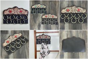 Nouveau porte-écharpe et porte-mouchoirs en cuir véritable de qualité supérieure, fait à la main, avec un support mural en métal rustique de style western, à motifs floraux - Product Image 3