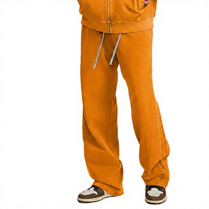 Pantalon de jogging gris en coton pour homme, taille élastique avec cordon de serrage, décontracté, respirant, écologique, poids moyen, devant plat, poches latérales - Product Image 4