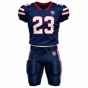Men’s Custom American Football Jersey and Pants Set Red White Breathable Polyester Team Sports Wear - Product Image 1