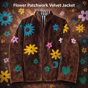 Veste bomber en velours brodée à la main pour femmes, col montant, motif floral, manteau de créateur - Product Image 3