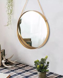 Round Shape Hanging Wall <b>Mirror</b> with Metal Border Wall Hanging <b>Mirror</b> | Decorative Golden Border Customized <b>Mirror</b> With Chain - Product Image 5