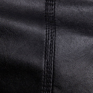 Chaqueta de Cuero para Hombre, Cuello Alto, Cierre de Cremallera, Corte Ajustado, Estilo Motero, Color Sólido, Manga Regular, Otoño - Product Image 3