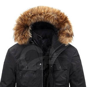 Chaqueta de Invierno Impermeable para Hombre con Capucha de Piel Sintética, Parka Cortavientos para Nieve, Chaqueta con Capucha de Piel Sintética para Exteriores - Product Image 2