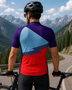 Maillot de cyclisme à manches courtes pour homme, respirant, avec blocs de couleur, sublimation, pour vélo de route - Product Image 4