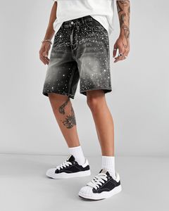 Men's Rhinestone Denim Shorts Heavy Quality Distressed Jean Shorts Custom Logo <b>Y2K</b> Streetwear Wholesale Supplier - Product Image 5