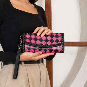 Nueva Cartera de Moda RTS de Cuero Repujado con Correa de Mano, Cartera Tipo Clutch con Diseño de Diamantes a Cuadros, Amplia Capacidad para Mujer - Product Image 5