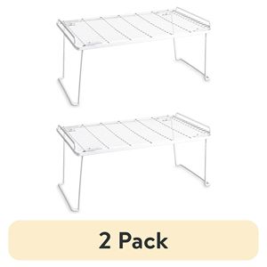 Scaffale Pieghevole in Filo Metallico Bianco (Confezione da 2) per Organizzazione di Cucina, Dispensa e Piano di Lavoro - Product Image 1