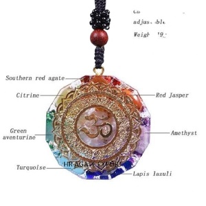 Vente en gros pas cher prix d'usine pierre de cristaux naturels sept chakras guérison orgone forme ronde pendentif pierre précieuse religieuse - Product Image 4