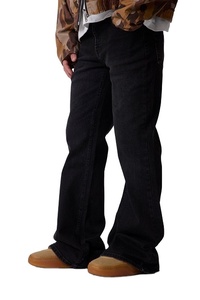 Vintage Western Super Flare Denim Jeans 100% Cotton Mid Waist Black Eco-Friendly Color Fade Proof Customized - Product Image 5