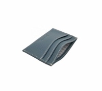 Dompet Kartu Tipis Kulit Asli Italia Castello Logo Timbul Penutup Terbuka Poliester Unisex Merah/Fuchsia/Ungu/Navy/Teal