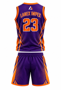 Ensemble de maillots et shorts de basket-ball personnalisés de couleur violette pour hommes et jeunes, uniformes sportifs professionnels pour équipes, impression par sublimation en gros - Product Image 3