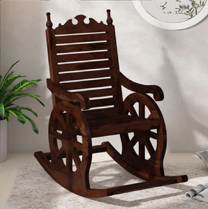 Fauteuil à bascule ergonomique en bois, équipé d'un coussin gris capitonné sur toute la longueur, disponible à prix de gros. - Product Image 4