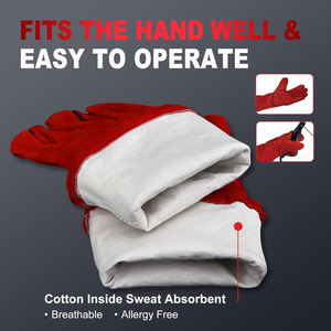 Gants de travail de soudage en cuir de vachette de qualité supérieure, résistants à la chaleur, pour la protection des mains des soudeurs - Product Image 4