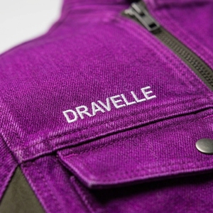 Chaqueta de Motociclista para Hombre de Lona Vaquera Lavada Morada con Cremallera Descentrada, Estilo Urbano Táctico, Abrigo Exterior Personalizado para Motociclista - Product Image 6