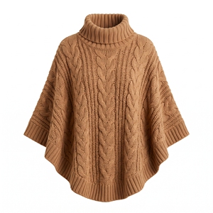 <b>Women's</b> Winter Chunky Knit Poncho Cozy Casual Oversized Knit <b>Cape</b> OEM ODM Wholesale Factory Custom Logo Low MOQ - Product Image 5