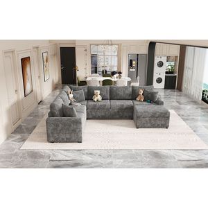 Divano Letto Sezionale Grigio 112.2 per Soggiorno con Letto Estraibile, Contenitore Ottomano, Tre Dispositivi di Ricarica e Tre Cuscini - Product Image 5