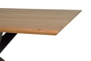 Modern Rectangular <b>Wood</b> <b>Top</b> Dining <b>Table</b> with Black Metal X-Legs Minimalist Design for Home Furniture - Product Image 2