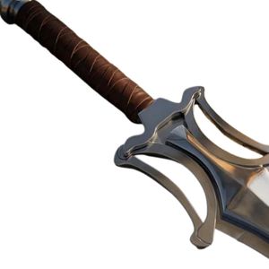 มีดต่อสู้ใบตรงสแตนเลส พร้อมด้ามหนังและปลอกมีดตกแต่ง - Product Image 2