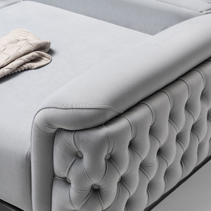 Sofá Seccional Chesterfield de Lujo Tradicional, 3 Plazas, Cuero Genuino, Reclinable, Espuma, Tapizado Profundo, Cojines Elegantes y Cómodos - Product Image 3