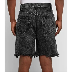 Shorts en jean amples pour hommes, coupe décontractée, couleur unie, écologiques, vintage, délavés à l'acide, style Y2K, baggy, prix abordable, vente en gros - Product Image 3