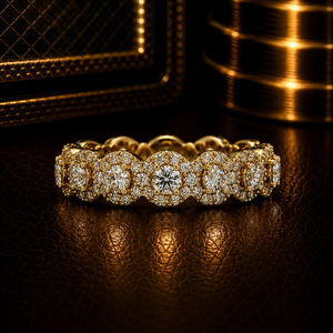 Anillo de Eternidad con Halo de Oro de 14K, Estilo Art Deco, con Diamante Cultivado en Laboratorio de Corte Brillante Redondo, Anillo de Compromiso y Matrimonio para Mujer - Product Image 1