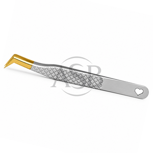 Pince à épiler pour extensions de cils Russian Volume avec poignée texturée en forme de cœur, en acier inoxydable, instrument de beauté - Product Image 2
