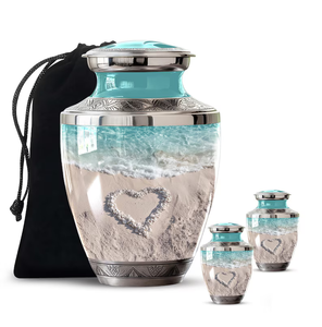 Urna Conmemorativa de Arena Oceánica, Urna de Recuerdo Personalizada, Urna de Cremación de Vidrio Grabada con Bolsa de Cordón - Product Image 4