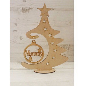 Wholesale Custom Wooden Christmas <b>Tree</b> Ornaments Laser Cut Wood Greeting Cards Happy New Year Hanging Xmas Decoration Gift - Product Image 6