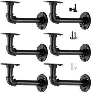 Industrial Wrought Iron Floating <b>Shelf</b> Brackets Wholesale - Matte Black <b>Pipe</b> Fittings - Product Image 1