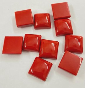 Cabochons carrés en corail rouge naturel, pierres précieuses calibrées à dos plat pour la fabrication de bijoux, vente en gros - Product Image 5