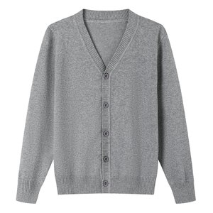 Cardigan en tricot gris à col en V pour garçons, pull à manches longues boutonné, uniforme scolaire, veste pull pour enfants - Product Image 1