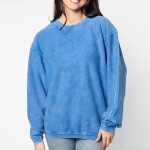 เสื้อสเวตเชิ้ตแขนยาวผ้าคอร์ดูรอยสีเขียวขนาดใหญ่ทรงโอเวอร์ไซส์สำหรับผู้ชาย สไตล์ลำลอง คอกลม สีพื้นเรียบ - Product Image 6