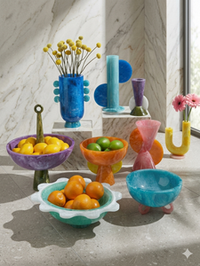 Bol de service en résine colorée, sculpté à la main, pour salade de fruits, bol décoratif pour la table de fête - Product Image 1